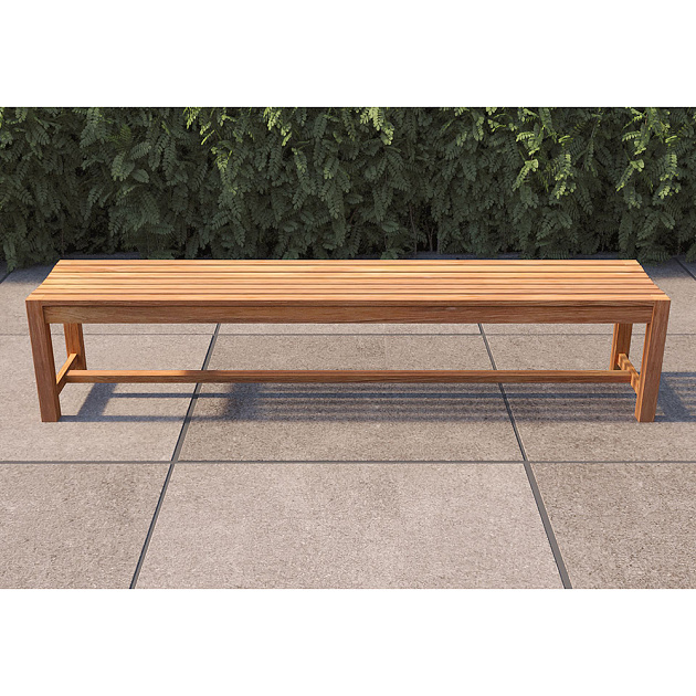 Tennisbank Court onbehandeld teak 200x40x44 cm