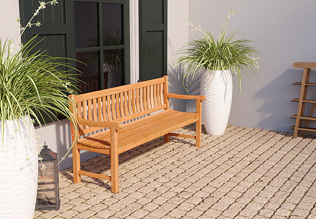 Tuinbank Bretagne onbehandeld teak 150x51x91 cm