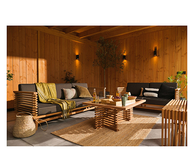 Riverside 2-zits bank 150x80x83 cm teak incl. kussens