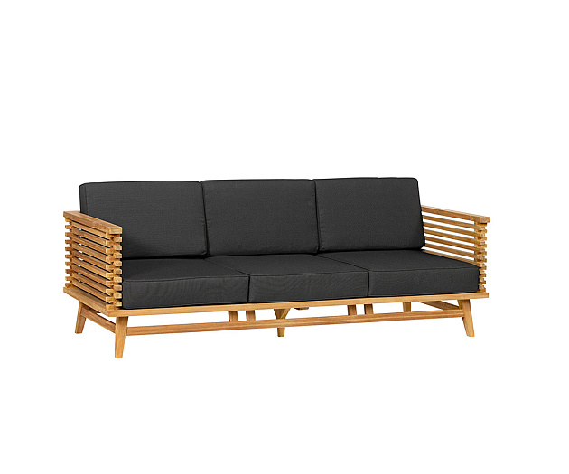 Riverside 3-zits bank 220x80x83 cm teak incl. kussens