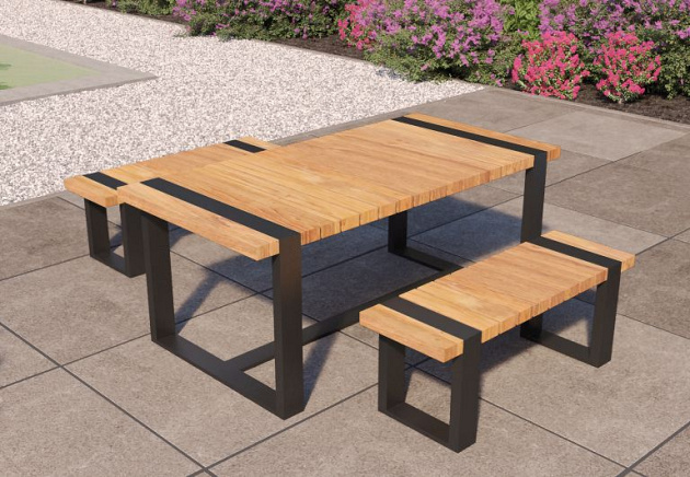 Tuinset Wellington tafel en twee bankjes teak