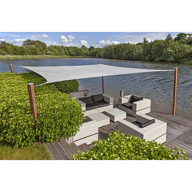 Zonnezeil vierkant 5,5x5,5 m zilvergrijs