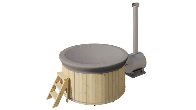 Hottub Basic met externe kachel onbehandeld geschaafd vuren