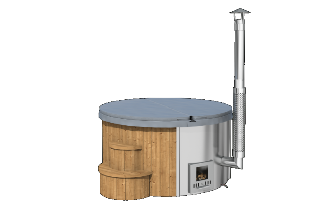 Hottub Deluxe met interne kachel thermisch gemodificeerd, geschaafd vuren