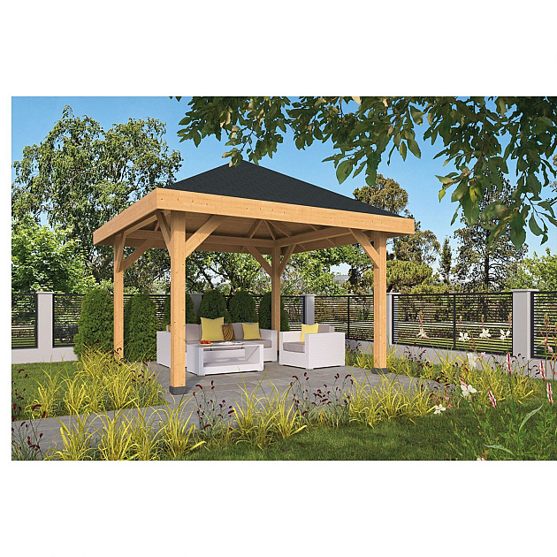 Doe-het-zelf prieel Obdam onbehandeld fijn bezaagd douglas 430x430x375 cm (excl dakbedekking)