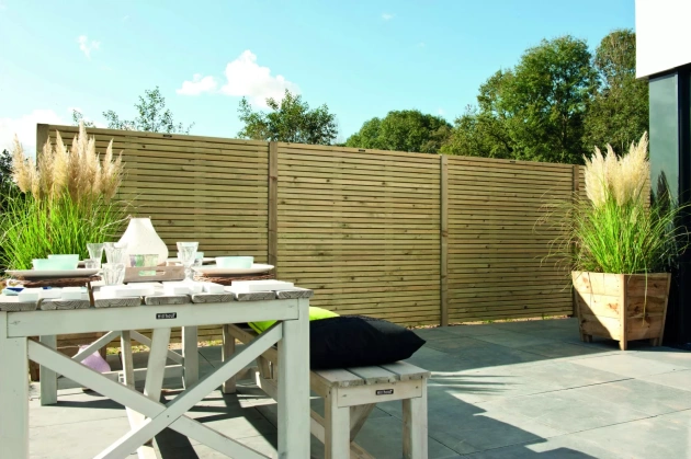 Jumboscherm geschaafd vuren 20-planks 180x180cm, recht verticaal