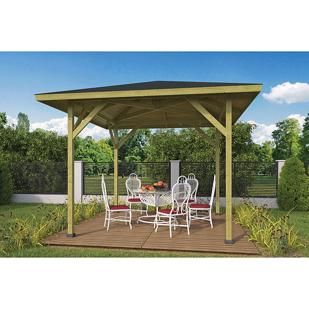 Prieel Econoom geïmpregneerd geschaafd vuren 340x340x301 cm (excl dakbedekking)