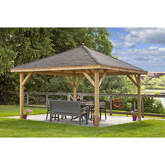 Prieel Classico geïmpregneerd geschaafd vuren 430x430x330 cm (exclusief dakbedekking)