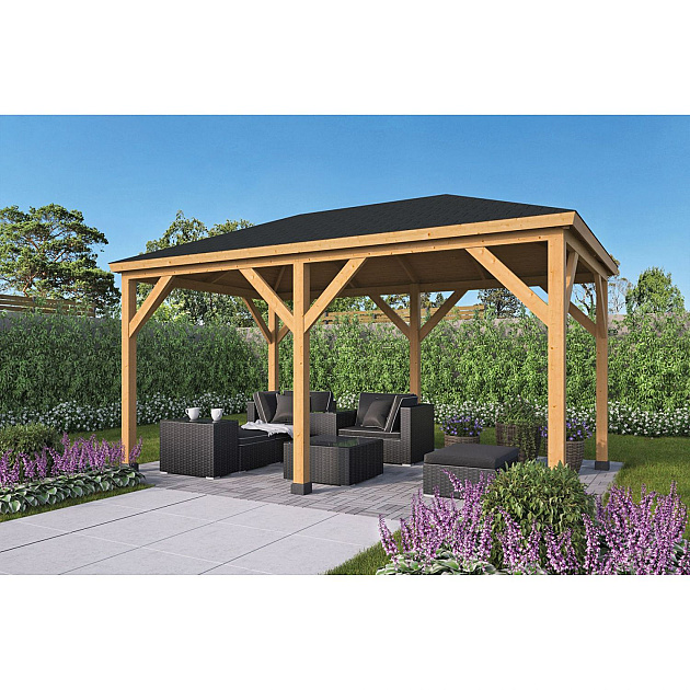 Prieel Samos onbehandeld geschaafd douglas 490x290x290 cm (excl dakbedekking)