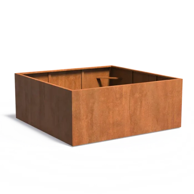Plantenbak Carrez met bodem cortenstaal 200x200x80 cm