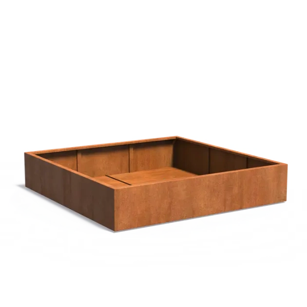 Plantenbak Carrez met bodem cortenstaal 200x200x40 cm
