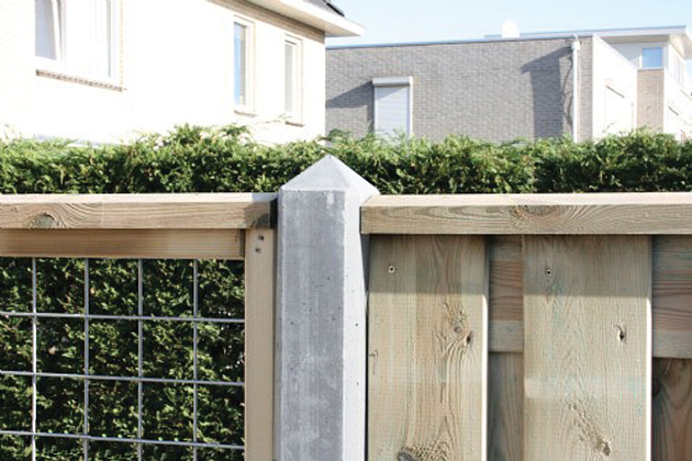 Beton Hoekpaal (3sp) 10x10x280 cm, Grijs tbv Scherm 180