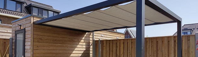 Solem zonwering Tibelly 378x378 cm tbv Douglas pergola 400x400 cm