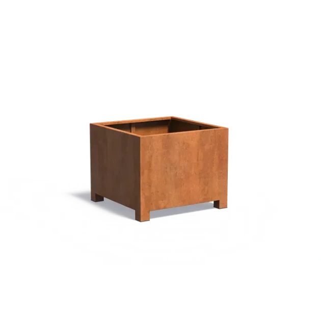 Plantenbak Carrez met poten cortenstaal 100x100x80 cm
