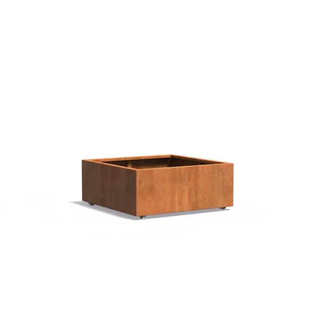Plantenbak Carrez met wielen cortenstaal 100x100x40 cm