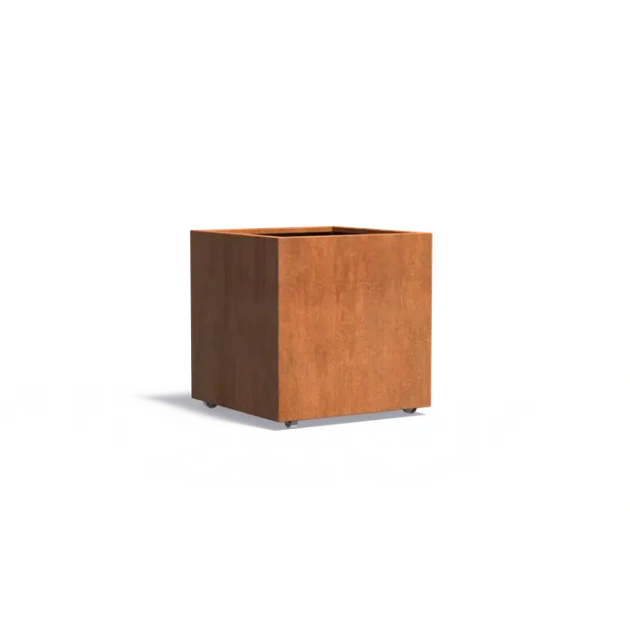 Plantenbak Carrez met wielen cortenstaal 80x80x80 cm