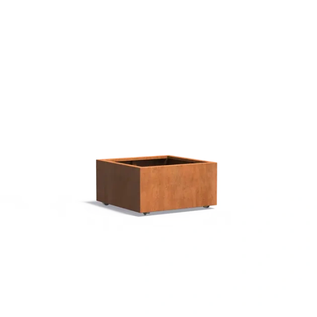 Plantenbak Carrez met wielen cortenstaal 80x80x40 cm