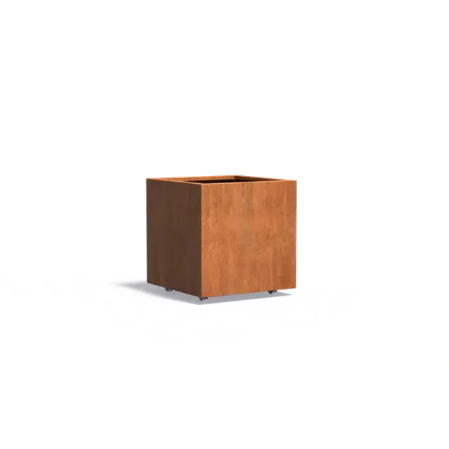 Plantenbak Carrez met wielen cortenstaal 70x70x70 cm