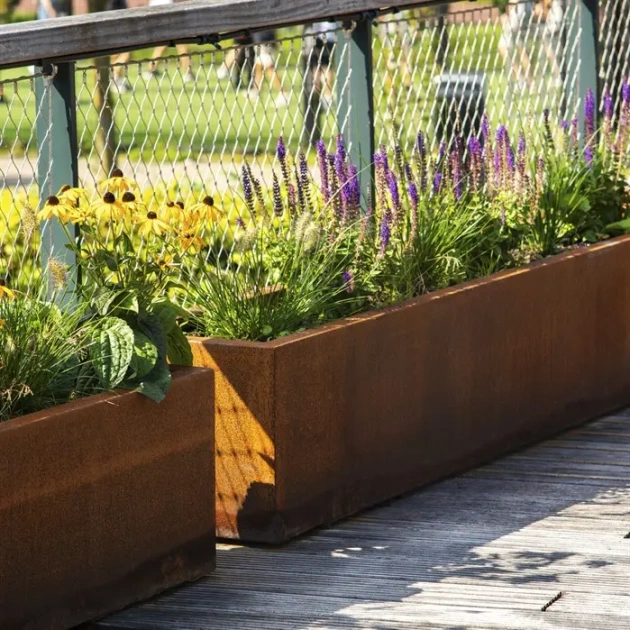 Plantenbak Carrez met wielen cortenstaal 60x60x60 cm