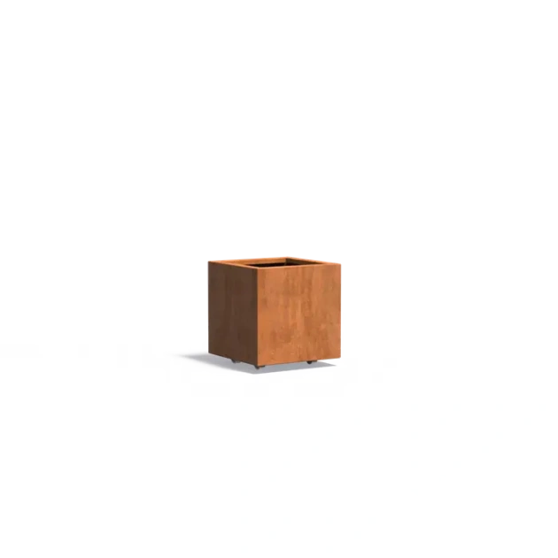 Plantenbak Carrez met wielen cortenstaal 50x50x50 cm