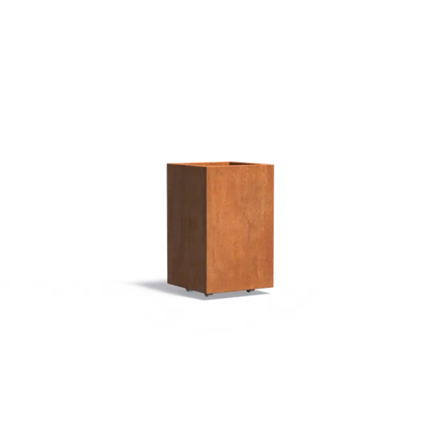 Plantenbak Carrez met wielen cortenstaal 50x50x80 cm
