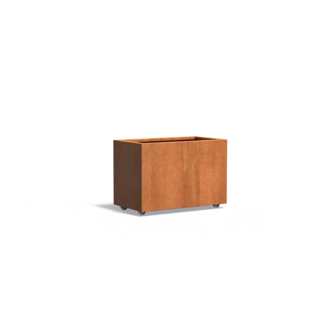 Plantenbak Carrez met wielen cortenstaal 90x50x60 cm