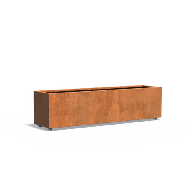 Plantenbak Carrez met wielen cortenstaal 200x50x50 cm