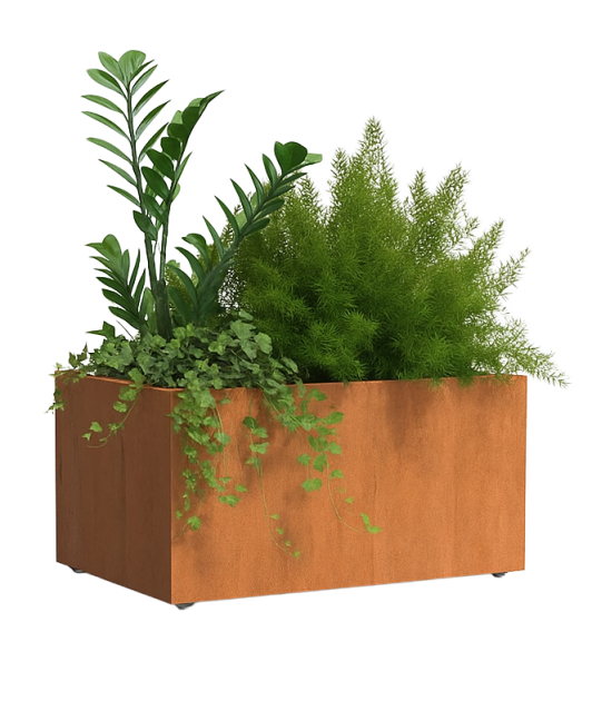 Cortenstaal vierkante plantenbak Miami 50x50x60 cm geen bodemplaat