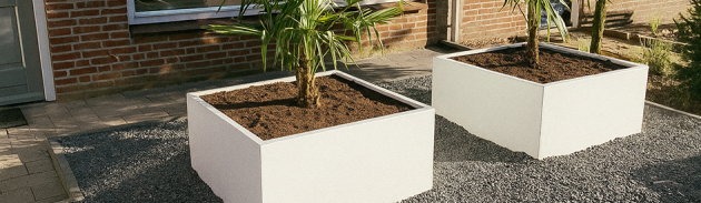 Stalen plantenbak - Vierkant - 100 x 100 x 80 cm - RAL9010 mat (wit) - Zonder bodemplaat