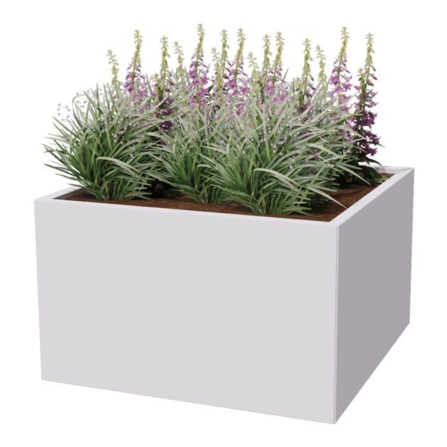 Stalen plantenbak - Vierkant - 100 x 100 x 80 cm - RAL9010 mat (wit) - Zonder bodemplaat