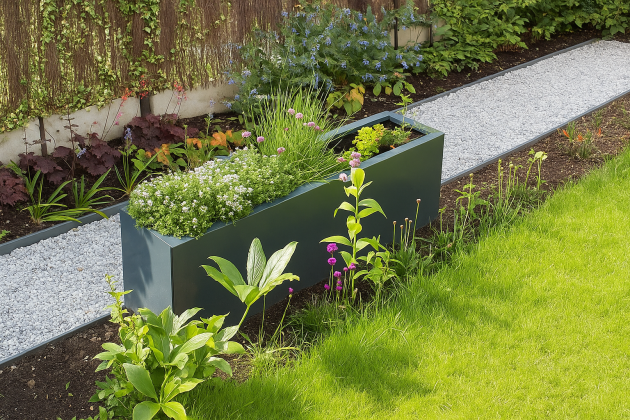 Stalen plantenbak - Rechthoek - 321,2 x 50 x 50 cm - RAL9010 mat (wit) - Zonder bodemplaat - Met ban