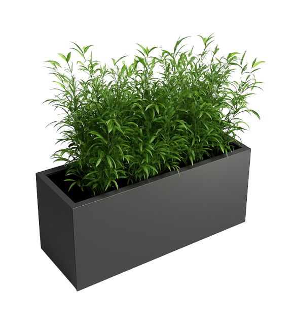Stalen plantenbak - Rechthoek - 321,2 x 50 x 50 cm - RAL9010 mat (wit) - Zonder bodemplaat - Met ban