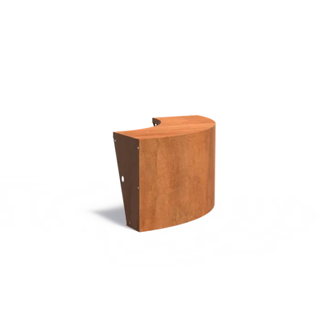 Keerwand buitenbocht met brede bovenrand Cortenstaal 3 mm 100x100x60 cm