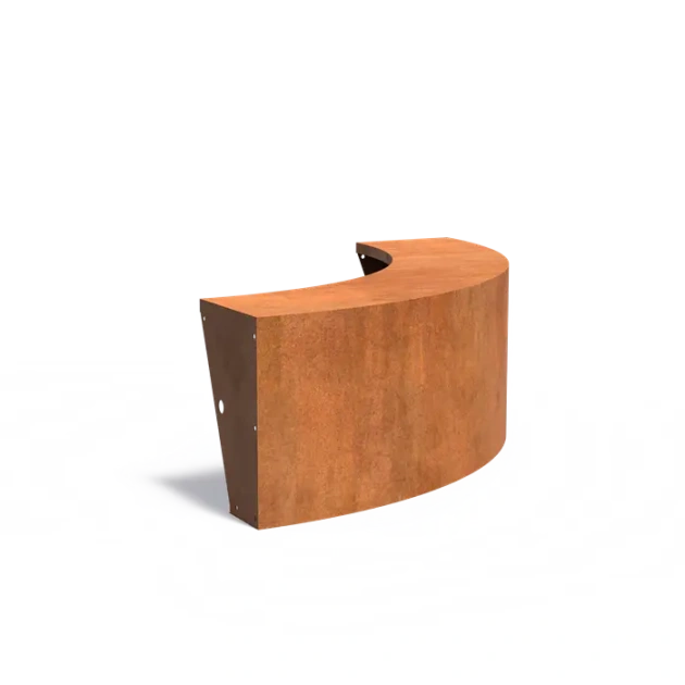 Keerwand buitenbocht met brede bovenrand Cortenstaal 3 mm 150x150x60 cm