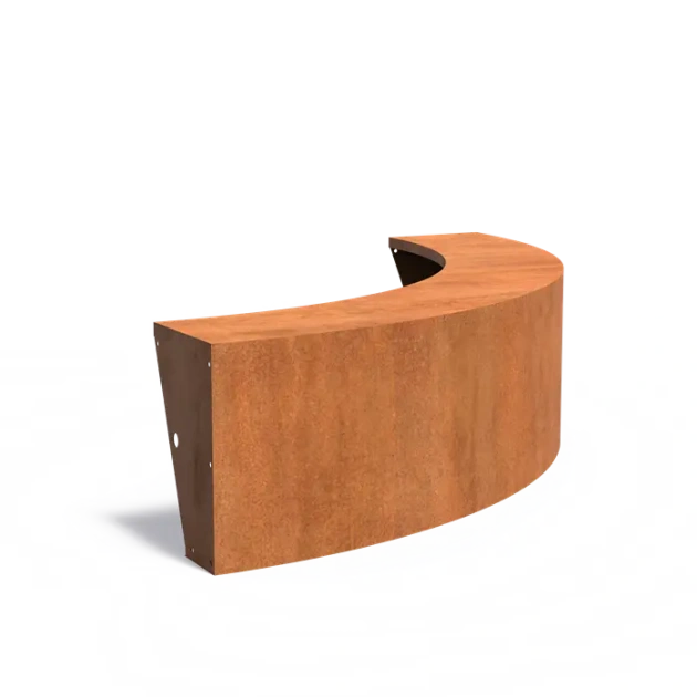 Keerwand buitenbocht met brede bovenrand Cortenstaal 3 mm 200x200x60 cm