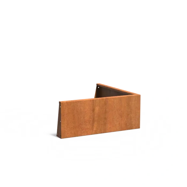 Keerwand buitenhoek Cortenstaal 3 mm 100x100x40 cm