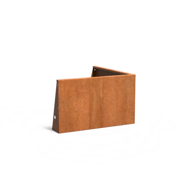 Keerwand buitenhoek Cortenstaal 3 mm 100x100x60 cm