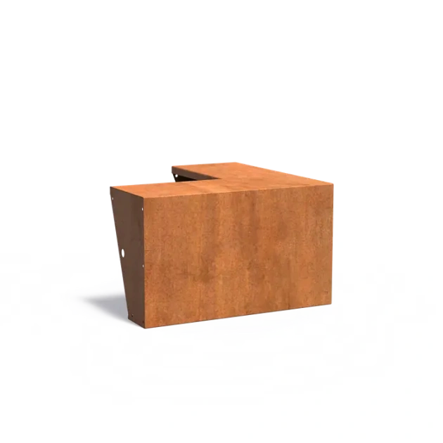 Keerwand buitenhoek met brede bovenrand Cortenstaal 3 mm 100x100x60 cm