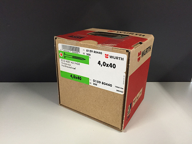 Wurth schroef eco assy 4.0 RVS a2 hardhout 4,0x40