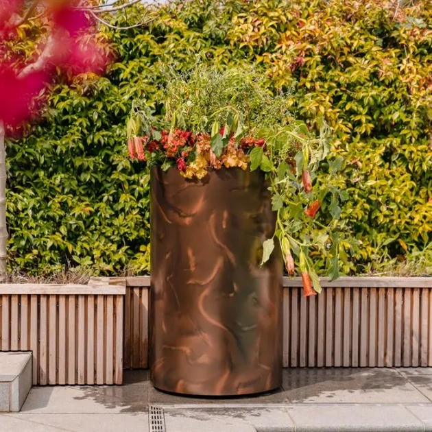 Plantenbak Circum met bodem aluminium Ø120x40 cm