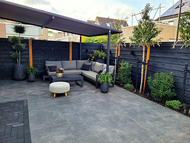 Actie JWOODS Douglas Fijnbezaagde Zweeds Rabat Plank 1,2-2,7x19,5x400 cm, Zwart Dekkende Beits