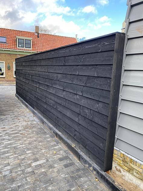 36877 actie jwoods douglas fijnbezaagde zweeds rabat plank 1 2 2 7x19 5x400 cm zwart dekkende beits 260321