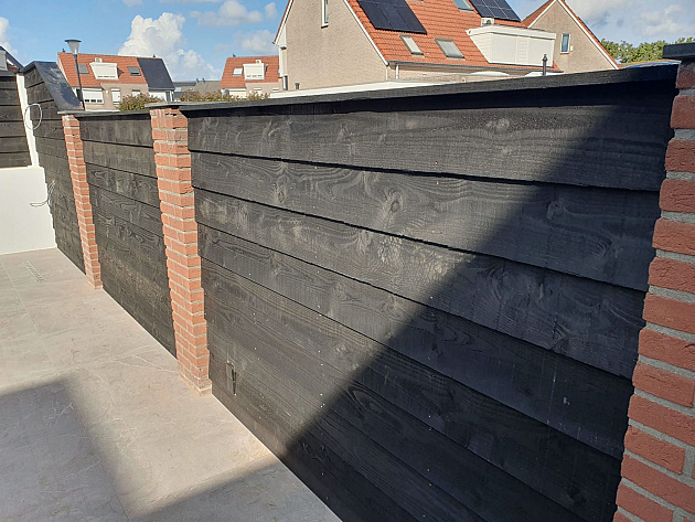 Actie JWOODS Douglas Fijnbezaagde Zweeds Rabat Plank 1,2-2,7x19,5x400 cm, Zwart Dekkende Beits