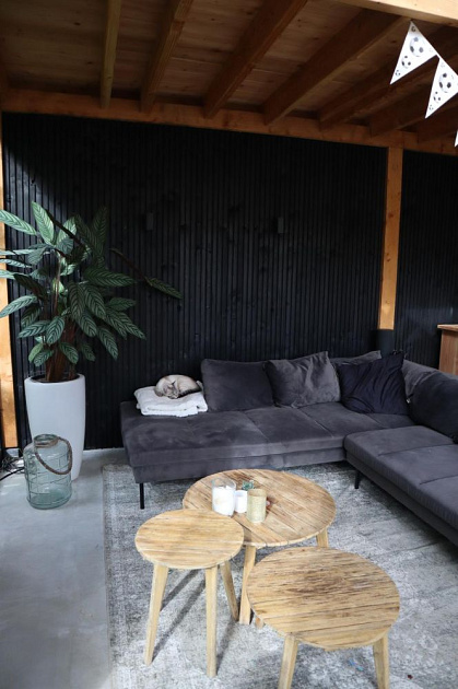 JWOODS Vuren Triple Profiel Plank 2,2x14x300 cm, Zwart Gespoten