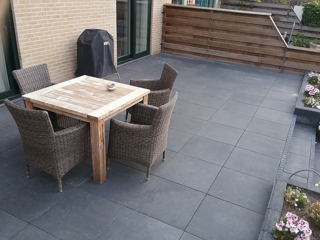 Betontegels 50x50x4 cm Antraciet met facet