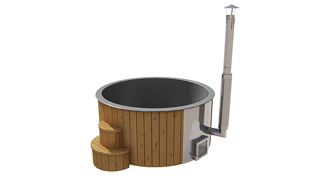 Hottub Deluxe XL met interne kachel thermisch gemodificeerd, geschaafd vuren