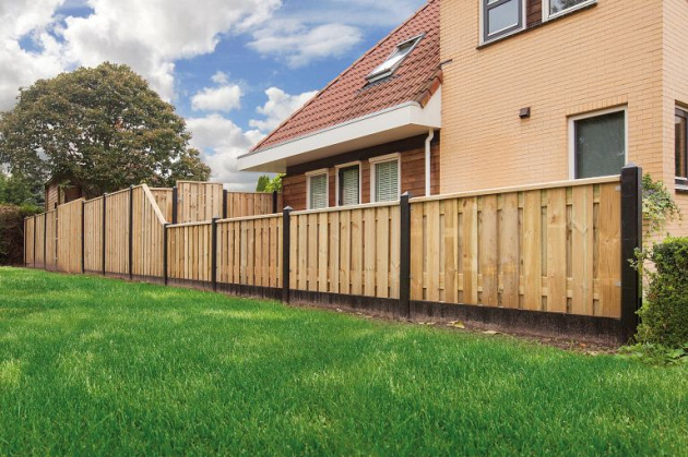 Tuinscherm Enschede geschaafd groen geïmpregneerd grenen 21-planks 180x90 cm