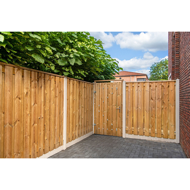 Tuinscherm Enschede geschaafd groen geïmpregneerd grenen 21-planks 180x180 cm