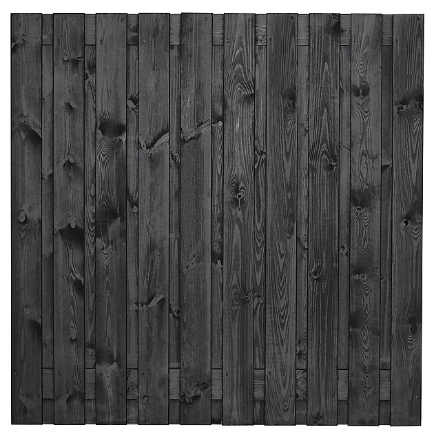 JWOODS Tuinscherm 21-Planks Recht Verticaal 180x180 cm Zwart Gespoten
