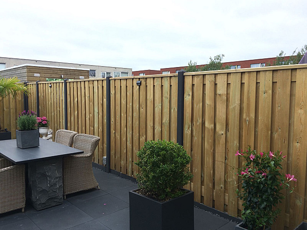 38153 jwoods tuinscherm 21 planks recht verticaal 180x180 cm zwart gespoten 63414